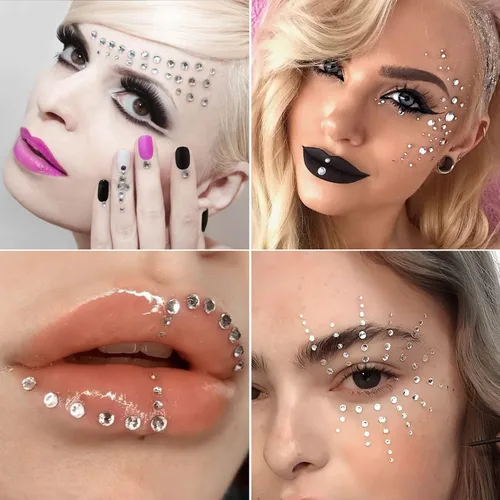 Vista 3 de 3108 piezas de pegatinas de diamantes de imitación, diamantes transparentes para la cara, diamantes de imitación autoadhesivos, pegatinas de joyas