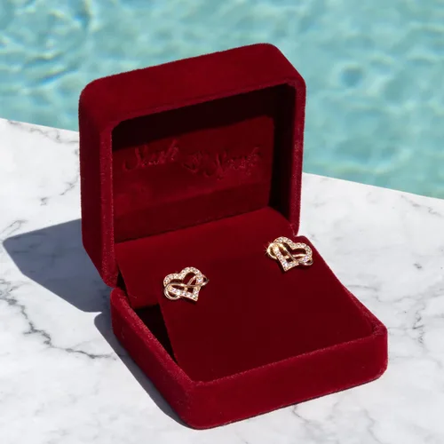 Vista 5 de Sash & Soph Aretes de circonita cúbica de corazón infinito, aretes de corazón brillante para mujer, aretes de plata de ley 925 para mujer
