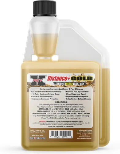 Vista 2 de REV X Distance+ Gold Diesel Tratamiento (16 onzas) - Trata 400 galones