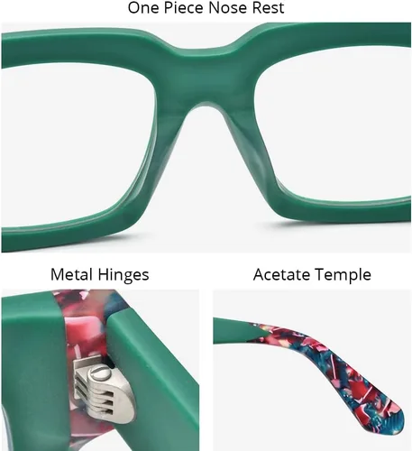 Vista 7 de HEPIDEM Gafas de acetato multicolor degradadas con marco para mujer, gafas grandes grandes 2023