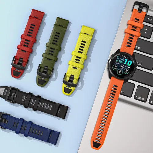 Vista 6 de ISABAKE Correa de silicona de liberación rápida de 22mm de reemplazo para Gamrin Forerunner 265, Forerunner 255, Garmin Vivoactive 4, Garmin Venu 2