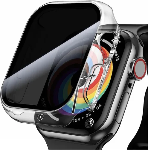 Vista 14 de Paquete de 2 fundas de vidrio templado de 1.77 pulgadas compatibles con Apple Watch Series 8 7 fundas protectoras de pantalla de vidrio templado