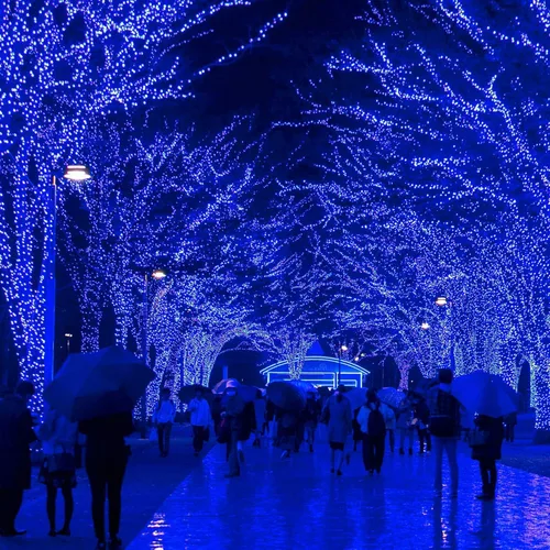 Vista 5 de Luces de Cadena de Navidad, 33 pies, 100 LEDs Azules Luces de Cadena de Halloween, 8 Modos, Luces de Hadas con Enchufe de Extremo a Extremo