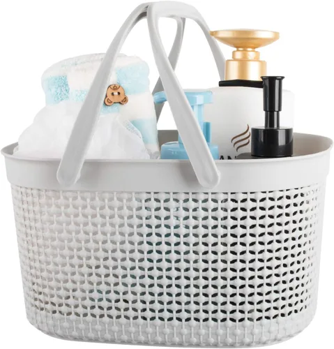Vista 13 de rejomiik - Cesta portátil para ducha, organizador de plástico con asas, bolsa de aseo para baño, artículos esenciales para dormitorio universitario
