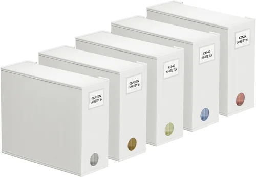 Vista 10 de SpaceAid Paquete de 5 Organizadores y Almacenamiento de Sábanas de Cama, Organizador de Sábanas Plegable para Armario de Ropa Blanca, Carpeta