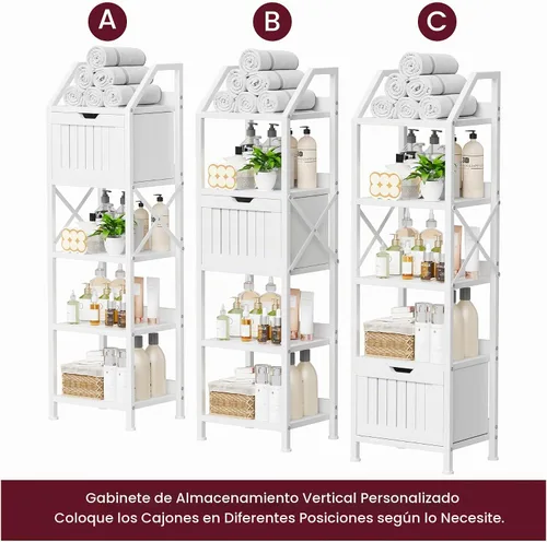 Vista 6 de Homeiju Estante organizador de almacenamiento de baño de 5 niveles