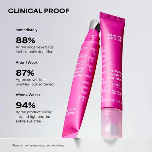 Vista 5 de Paula's Choice Pro-Collagen Peptide Serum, suero reafirmante para ojos, tratamiento hidratante todo en uno, aplicador refrescante dirige