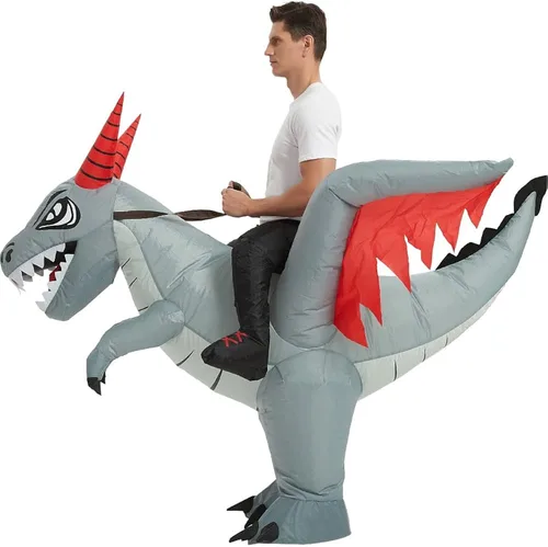 Vista 4 de tasanor Disfraces de dinosaurio para adultos, disfraz inflable para adultos, disfraz de dragón inflable, disfraces de Halloween para hombres