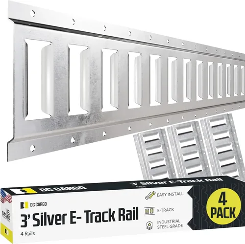 Vista 25 de DC Cargo - Kit de rieles de amarre E Track de 2' (paquete de 10) para garajes, furgonetas, remolques, amarres de motocicleta, montajes de ATV