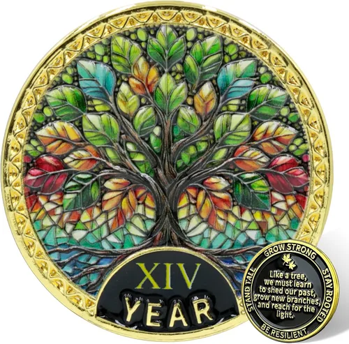 Vista 25 de Árbol de la resiliencia Conmemorativa Recuperación de Monedas Adicción a la Recuperación de Monedas NA AA Fichas y Medallones Moneda de desafío