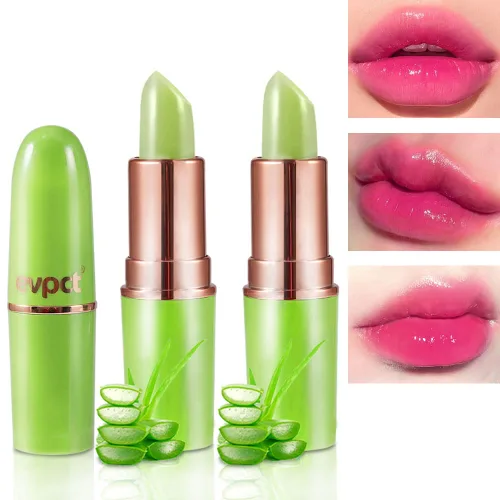 Vista 9 de evpct 2 piezas de bálsamos labiales tintados de aloe vera, cambio de color PH, barra de labios de larga duración, bálsamo labial, mancha, set de 2