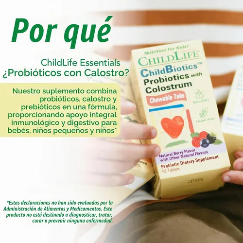 Vista 3 de CHILDLIFE ESSENTIALS Probióticos ChildBiotics con tabletas masticables Colostrum®
