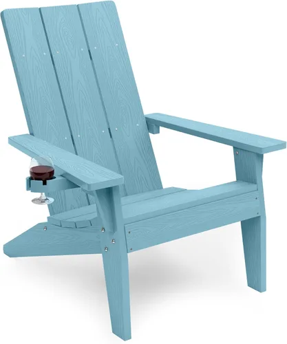 Vista 10 de MXIMU Silla Adirondack moderna resistente a la intemperie con portavasos, sillas de gran tamaño para hogueras Adorondic de plástico al aire libre