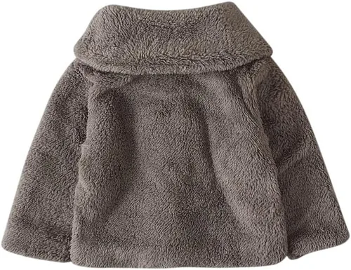 Vista 5 de Abrigos para bebés y niñas chaquetas manga larga cárdigan sólido grueso chaqueta cremallera de felpa abrigo niños
