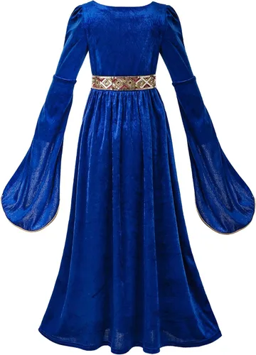 Vista 2 de Pettigirl Disfraz de princesa medieval renacentista para niñas, disfraz de princesa medieval