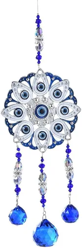 Vista 9 de Atrapasoles de ángel azul para decoración de mal de ojo, dije de mal de ojo colgante para ventana de coche, regalo de Navidad, decoración del hogar