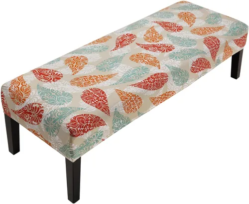 Vista 25 de Fuloon - Funda elástica de jacquard para banco de comedor, antipolvo, desmontable, funda para banco lavable, protector de cojín de asiento para Beige