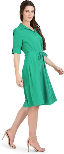 Vista 2 de Vestido casual plisado con botones en la parte delantera para mujer