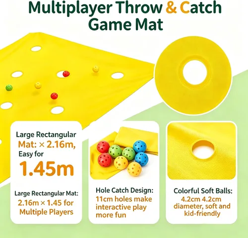 Vista 6 de Sonyabecca Yellow Hole Tarp Team Building Games for Work with 8 Pcs Team Building Ball for Teamwork Group Learning Fun