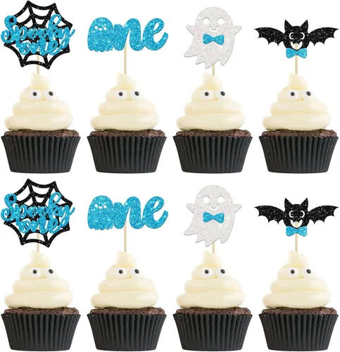 Vista 22 de 24 piezas de decoración de magdalenas Ghost One con purpurina para Halloween, fantasma, para magdalenas, decoración de magdalenas, fantasma, uno
