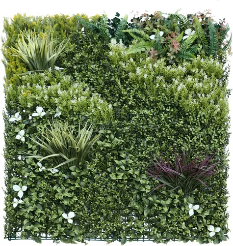 Vista 12 de ECOOPTS Rejilla de privacidad de hiedra sintética, paneles artificiales de boj de 20 x 20 pulgadas, plantas de seto topiario para decoración de #3