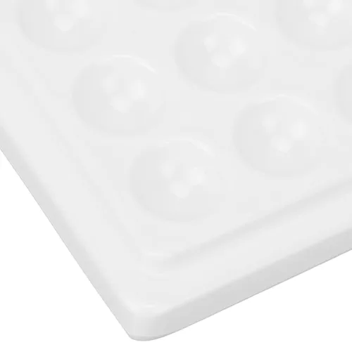 Vista 9 de Paleta de pintura de porcelana, suave y reutilizable de 12 pocillos, paleta de pintura de acuarela de color blanco puro con cubierta para artistas