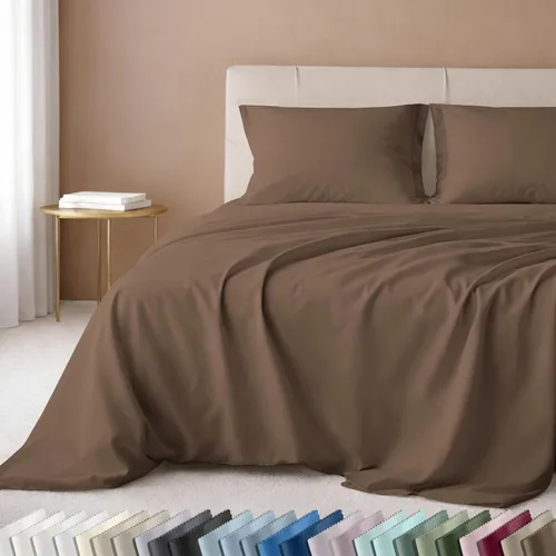 Vista 13 de California Design Den Juego de sábanas de lujo tamaño King - 100% algodón, 600 número de hilos, sábanas King de bolsillo profundo, ropa de cama