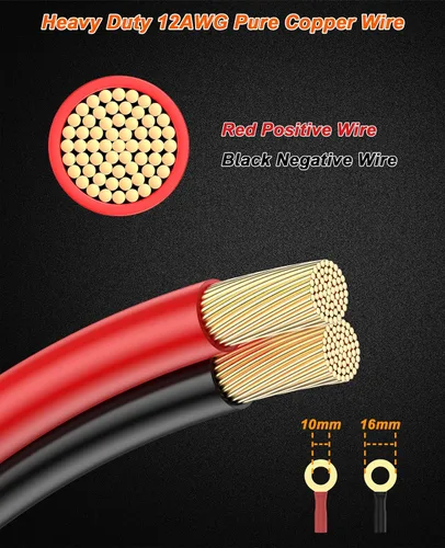 Vista 4 de 12AWG Cable de Cargador de Encendedor de Cigarrillos Resistente, Cable Adaptador de Encendedor de Cigarrillos Macho de 3.3FT con Luz LED y Caja