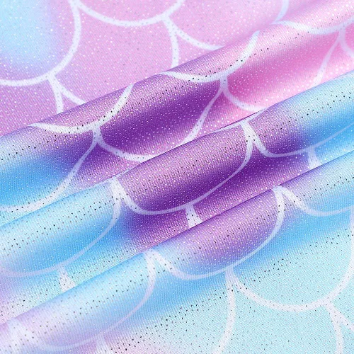 Vista 5 de Belovance Leotardos para niñas, gimnasia, ballet, baile, manga larga, brillante, sirena, mariposa, azul, rosa, Azul, verde