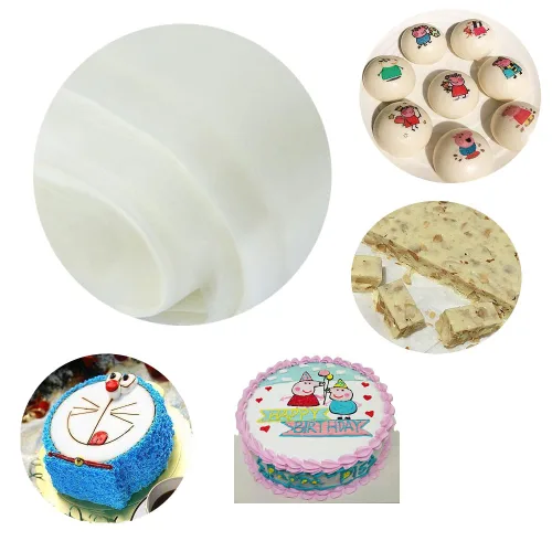 Vista 5 de 50/100/200 hojas de papel rectangular comestible de arroz y oblea, 9 x 12.6 pulgadas para embalaje de dulces o decoración de alimentos (50)