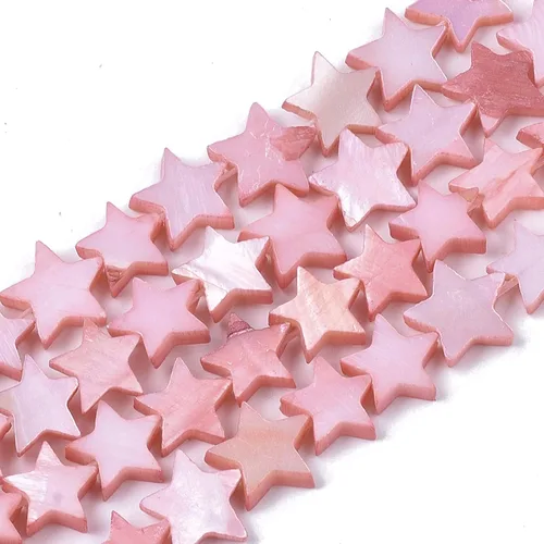 Vista 7 de Fashewelry 45 cuentas sueltas de concha de agua dulce natural de estrella celestial, cuentas espaciadoras planas de cinco puntas totalmente