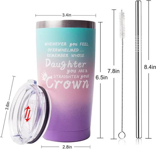 Vista 2 de TURMTF Vasos para el día de la madre para mi hija, regalo de papá mamá (a hija)