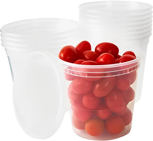 Vista 14 de Recipientes de plástico de 8 onzas sin BPA de grado deli-Grade con tapas, 48 unidades a prueba de fugas, para microondas, para pedidos para llevar