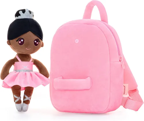Vista 3 de Gloveleya Mochila para niñas pequeñas con muñeca de bailarina suave rosa a partir de 2 años