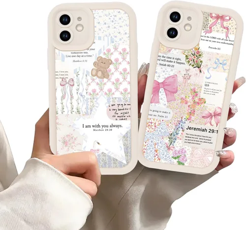 Vista 84 de Paquete de 2 fundas protectoras para iPhone 8 Plus/7 Plus de 5.5 pulgadas con collage de versículos bíblicos de Jesús para mujeres y niñas, diseño