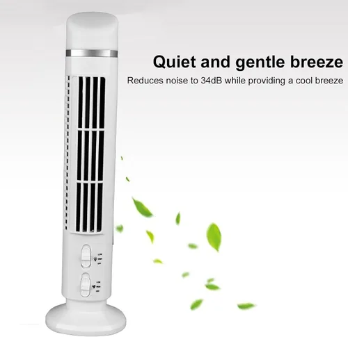 Vista 5 de TOPINCN Tower Fan for Bedroom, Mini USB Bladeless Quiet Cooling with LED (White)