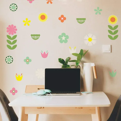 Vista 2 de Tempaper Calcomanías de pared retro florales autoadhesivas, multicolor Floral retro