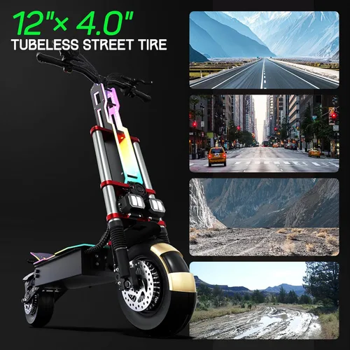 Vista 7 de Electric Scooter Adult K8 6000w Dual Motor, Max Speed 50MPH Range 70 Miles, 12 Inch Street Tires Commuter Dual Suspension E-Scooter with Seat and