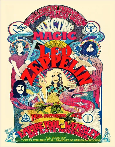 Vista 9 de Póster de Led Zeppelin - Decoración psicodélica de habitación 8x10 - Regalos de Led Zeppelin - Pósteres de conciertos - La canción permanece igual