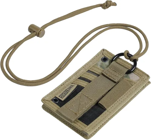 Vista 12 de Porta tarjetas táctico para documentos, bolsillo organizador con llavero de OneTigris 1 ID + 6 Cards,adjustable neck cord,pen loop included,dual
