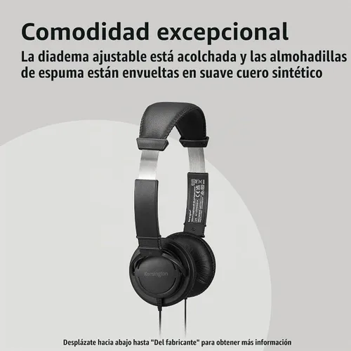 Vista 3 de Kensington Auriculares de alta fidelidad de 0.1 in con micrófono y botón de control de volumen (K33597WW)