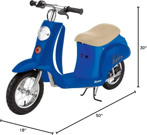 Vista 10 de Razor Pocket Mod - Patinete de motor eléctrico en miniatura Euro 24V 250W, color blanco y azul (paquete de 2) - Velocidades de hasta 15 MPH