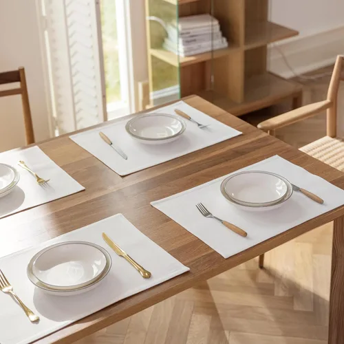 Vista 160 de Demetex - Juego de 4 manteles individuales de mesa de estilo rústico, resistentes al calor, de lino, lavables, de tela, manteles individuales
