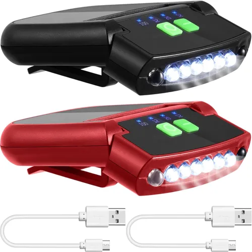 Vista 12 de Mudder Linterna LED con clip para gorra USB recargable, linterna impermeable ultra brillante para sombrero, linterna de cabeza para pesca