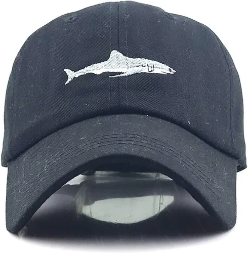 Vista 5 de YEKEYI Gorra de béisbol unisex con bordado de tiburón, de algodón lavado, ajustable, gorra de béisbol