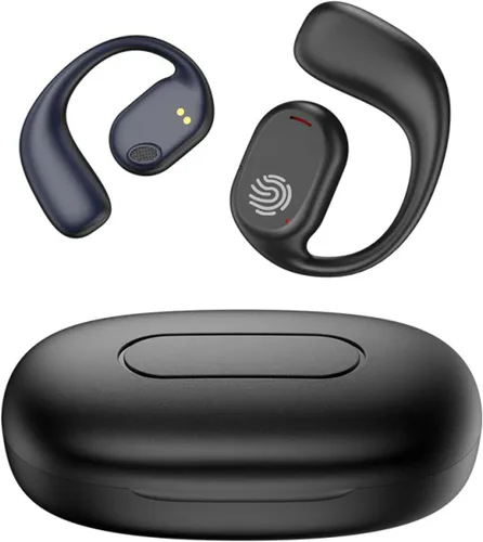 Vista 8 de Auriculares de oreja abierta, auriculares de conducción de aire, auriculares inalámbricos Bluetooth 5.3, pantalla LED, estuche de carga, diseño