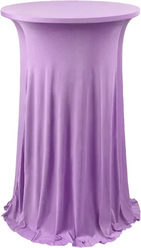 Vista 9 de ANMINY Paquete de 4 fundas para mesa de cóctel de elastano con falda con volantes, ropa de cama elástica para mesas redondas de 24 pulgadas