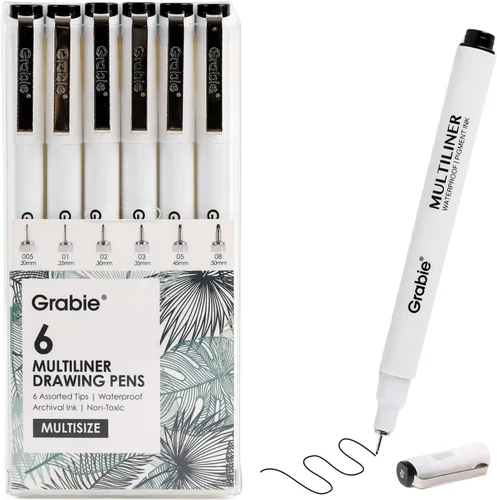 Vista 10 de Grabie Bolígrafos Micro Fineliner, 10 bolígrafos de dibujo impermeables 10-Multicolor