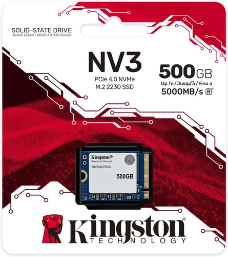 Vista 3 de Kingston NV3 500GB M.2 2230 NVMe SSD Hasta 5000MB/s SNV3SM3/500G