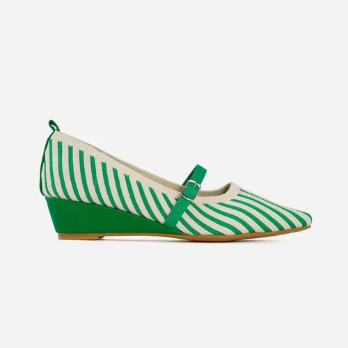 Vista 2 de TIJN Heels,Pointed Toe Mules for Momen with Low Heel, Breathable Mesh Knit Slip On Flat Sandals
